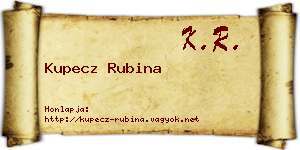Kupecz Rubina névjegykártya